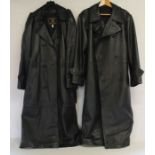 2 black leather trench coats