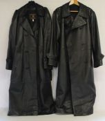 2 black leather trench coats
