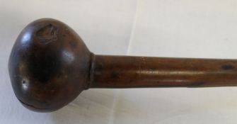 Hardwood knobkerry with spherical end, 55cm long