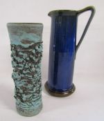 Glit Icelandic lava vase and tall Denby Danesby ware electric blue jug