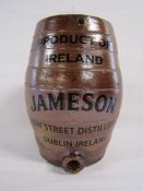 Saltglaze barrel with Jameson artwork applied approx. 24cm tall