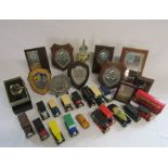 Collection of toy cars to include Days Gone By and Oxford diecast, a SHIELD gents pascal watch and a