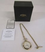 Rotary Gents PVD gold plated classic pocket watch with chain