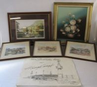Collection of pictures and prints to include Roses by S.Leigh, Michael Reeves print Last of the