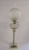 Silver plate Duplex oil lamp approx. 70cm to top of chimney