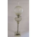 Silver plate Duplex oil lamp approx. 70cm to top of chimney