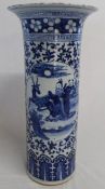 Large 19th century Chinese porcelain blue and white flared rim vase with similar panels depicting