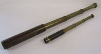 Broadhurst Clarkson & Co. Ltd telescope with leather body tube and a smaller unmarked telescope with