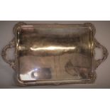 Large ornate two handle Mappin Brothers silver plate tray 77cm by 44 cm