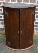 Georgian oak bow fronted corner cupboard H 91cm L 60cm