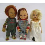 2 Chucky dolls, a Bride of Chucky Tiffany doll