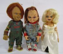 2 Chucky dolls, a Bride of Chucky Tiffany doll