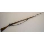 18th/early 19th century flintlock musket engraved Heeleys & Co. with bayonet. Total length 188cm,