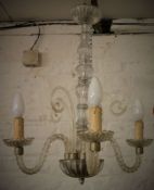 Ornate period four branch glass chandelier Ht 53cm