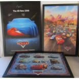 3 x Disney Pixar 'Cars' posters - 2 signed one with proof of authenticity - signatures to include
