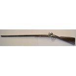 Late 18th century flintlock double barrel shotgun maker J. Probin Birmingham.  Silver fore-sight,