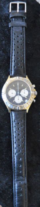 Zenith Tachymetre chronograph automatic gents gold plated & steel wristwatch with leather strap. - Image 2 of 4
