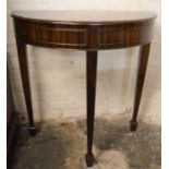 Reproduction Georgian demi-lune table on fluted legs with spade feet W 75cm