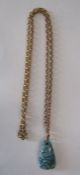 Tested as 9ct gold chain with reconstituted stone pendant  - total weight inc. pendant 18.1g