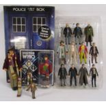 Dr Who 11 figure collectors box and 4 other Dr Who figures