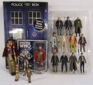 Dr Who 11 figure collectors box and 4 other Dr Who figures