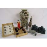 Collection of Chinese items to include vase and small inside painted bottle
