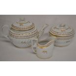 Late 18th century porcelain tea set comprising teapot marked N248, sucrier & milk jug