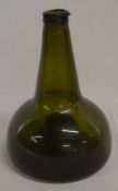 Green glass onion bottle Ht 20cm