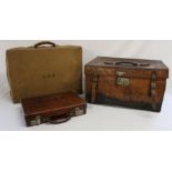 2 vintage leather travelling cases (51cm wide, 17.5cm high, 35cm deep) (1 x Drew Piccadilly London