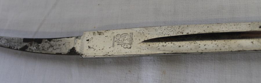 British 1822 pattern officer's sword with George IV cypher on brass guard, pipe back blade & - Image 3 of 4