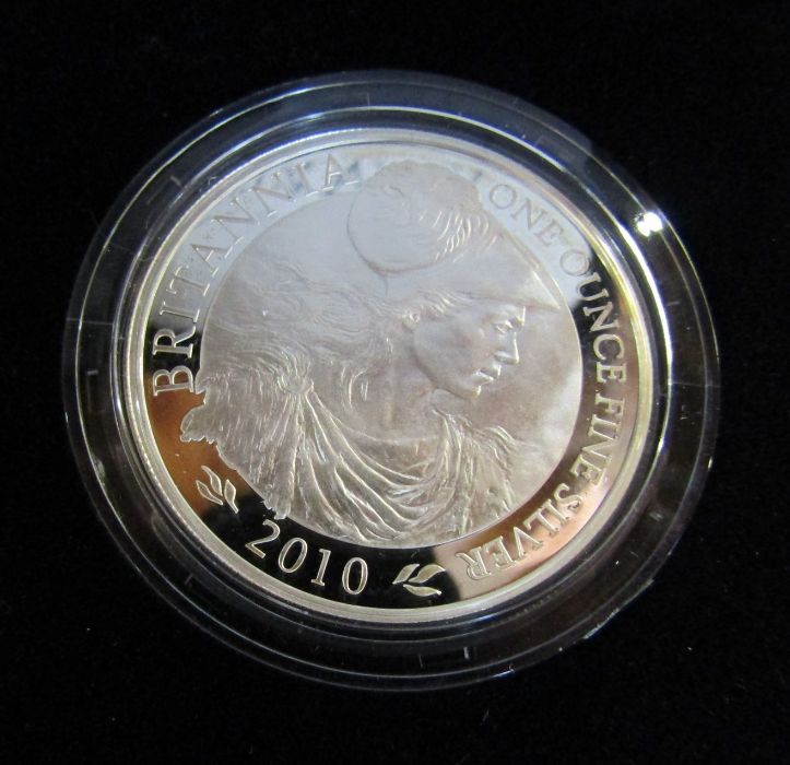 7 cased 2010 Britannia one ounce silver proof £2 coins - Image 8 of 9