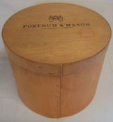 Circular Fortnum & Mason plywood confectionery box Ht 31cm D 38cm