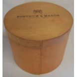 Circular Fortnum & Mason plywood confectionery box Ht 31cm D 38cm