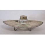 Silver topped inkwell and stand - Sheffield, James Dixons & Sons, 1905 - stand weight 1.64 ozt