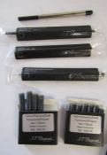 Collection of Mont Blanc and Dupont ink refills and cartridges, a Mont Blanc leather note book cover