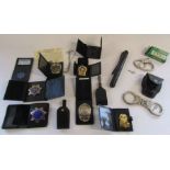 Collection of replica US Police badges to include Los Angeles police, F.B.I and Limited Edition East