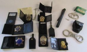 Collection of replica US Police badges to include Los Angeles police, F.B.I and Limited Edition East