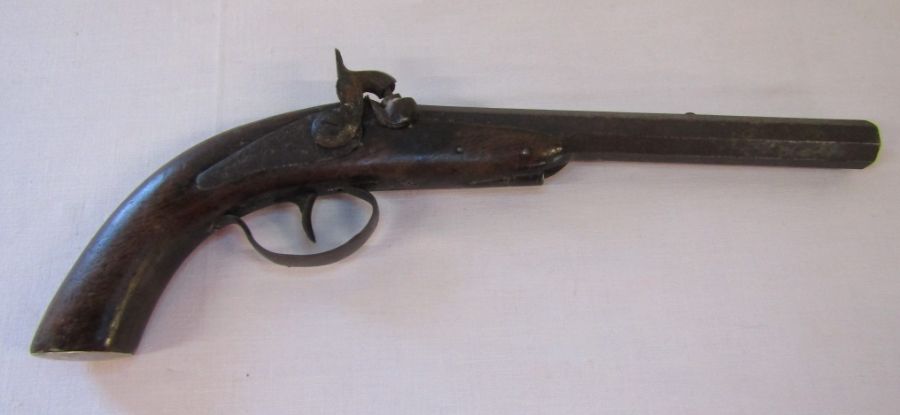 Percussion cap 18th/19th century pistol - approx. 12.5" from handle to tip