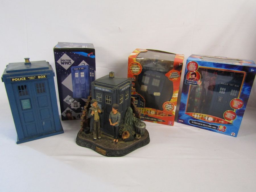 Collection of Dr Who, limited edition wooden model of the Tardis, Classic Moments An Unearthly