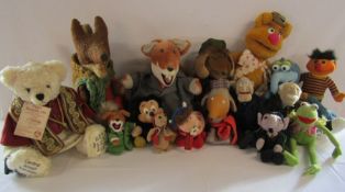 Collection of soft toys to include Basil Brush, Muppets, a limited edition growling Hermann Cardinal