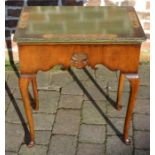 Reproduction Georgian lowboy with green lacquer top 61cm by 40cm