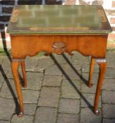 Reproduction Georgian lowboy with green lacquer top 61cm by 40cm