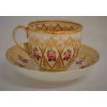 Late 18th century Crown Derby cup & saucer with gilding & rose decoration possibly by William