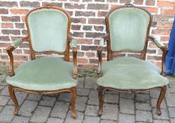 Pair of open armchairs & a salon chair