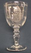 St Edmundsbury & Ipswich Diocesan diamond jubilee glass goblet, engraved by Michael Virden,