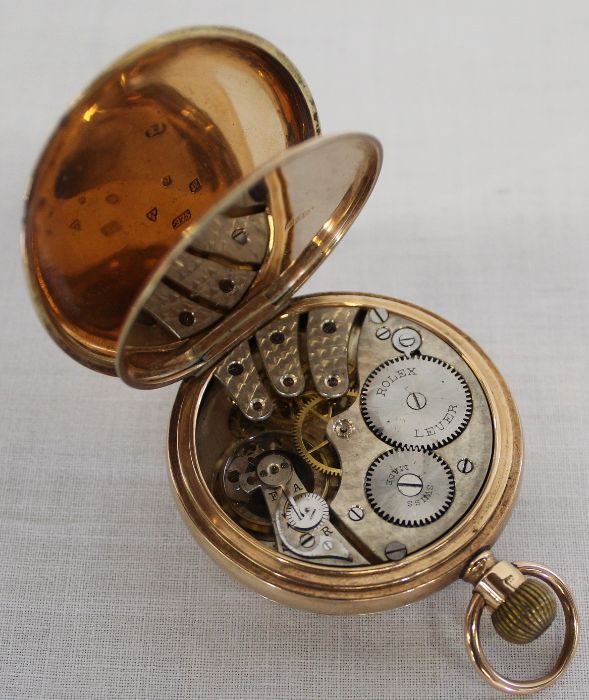 9ct gold Rolex open face bezel wind pocket watch with subsidiary seconds dial, weight 85.3g all in - - Image 2 of 2