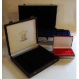 Coin collectors briefcase with lift out trays, Royal Mint coin case & 1 other small coin case with