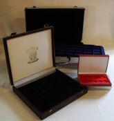 Coin collectors briefcase with lift out trays, Royal Mint coin case & 1 other small coin case with