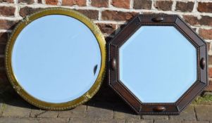 Two 1930's wall mirrors in brass & oak