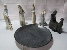 Lladro, Nao, John Jenkins & Royal Doulton 'Mother & Daughter' figure and a decorative charger
